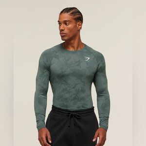 Gymshark Geo Seamless Long Sleeve Shirt, Slim Fit